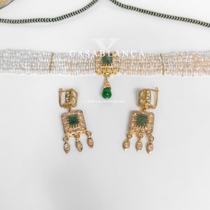 Gold Choker Set With Earrings - Smadi - Image 3