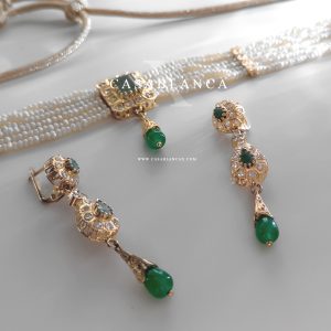 Gouden Choker Set Met Oorbellen - Chery - Image 3