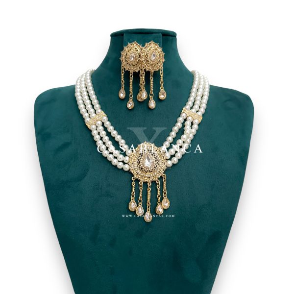 Collana e orecchini con perle dorate - Amelina Opulence