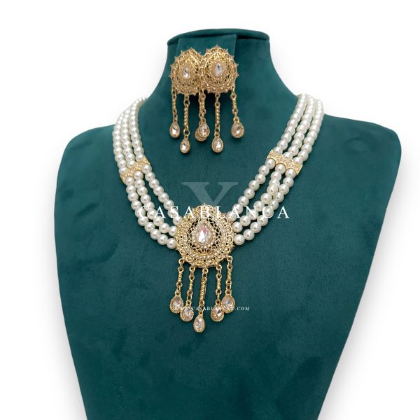 Collana e orecchini con perle dorate - Amelina Opulence - Immagine 2