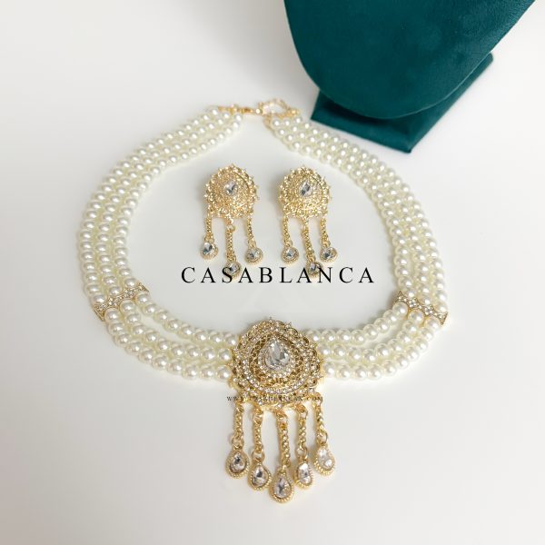 Collana e orecchini con perle dorate - Amelina Opulence - Immagine 3
