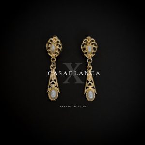 Moroccan Gold Pearl Earrings - Silena Opulence - Image 2