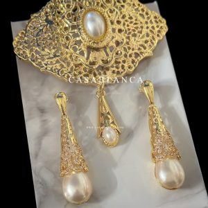 Gouden Broche En Oorbellen Set - Stilla Opulence – Image 2