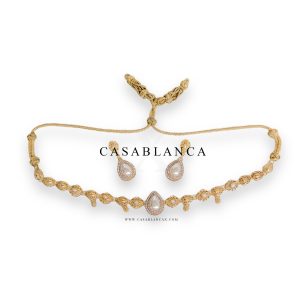 Gouden Ketting Choker Set Met Oorbellen - Fiera Opulence – Bild 2