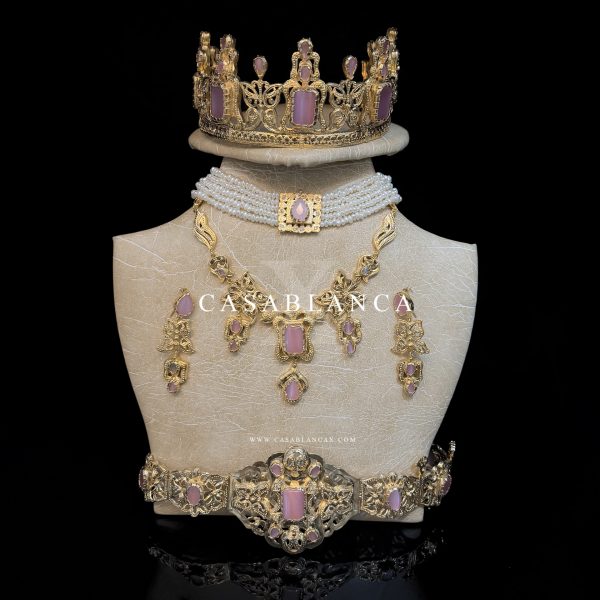 Marokkanisches Brautschmuckset in Gold und Rosa - Maza