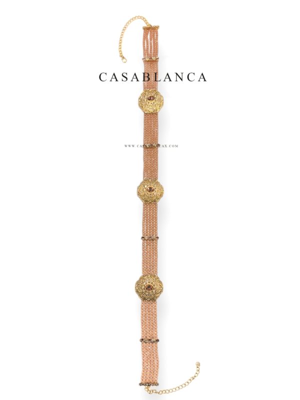 Ceinture perlée champagne saumon doré - Katya - Image 3