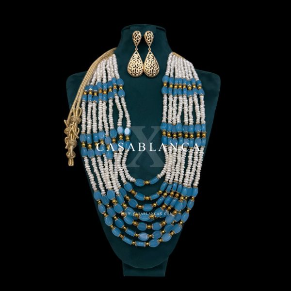 Set di collana con perline blu Jawhar - Zoulia