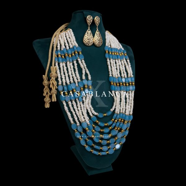 Set di collana con perline blu Jawhar - Zoulia - Immagine 3