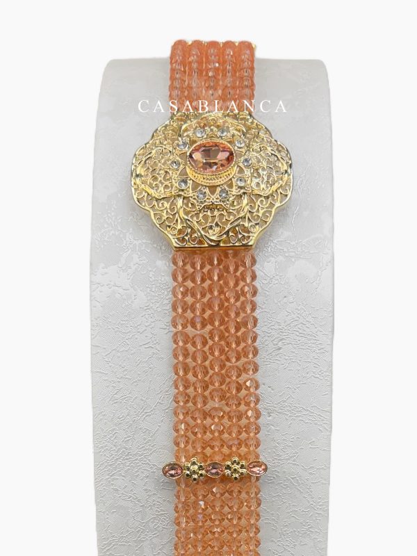Ceinture perlée champagne saumon doré - Katya - Image 2