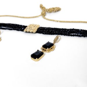 Zwarte Choker Ketting Set Met Oorbellen - Lakya - Image 2
