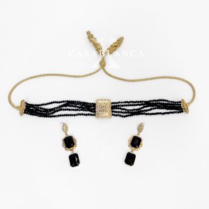 Zwarte Choker Ketting Set Met Oorbellen - Lakya - Image 3