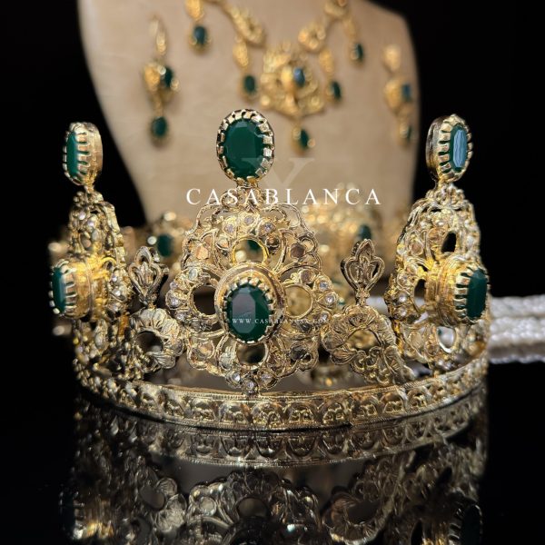 Parure de bijoux de mariée marocaine traditionnelle au henné vert – Camry – Image 5