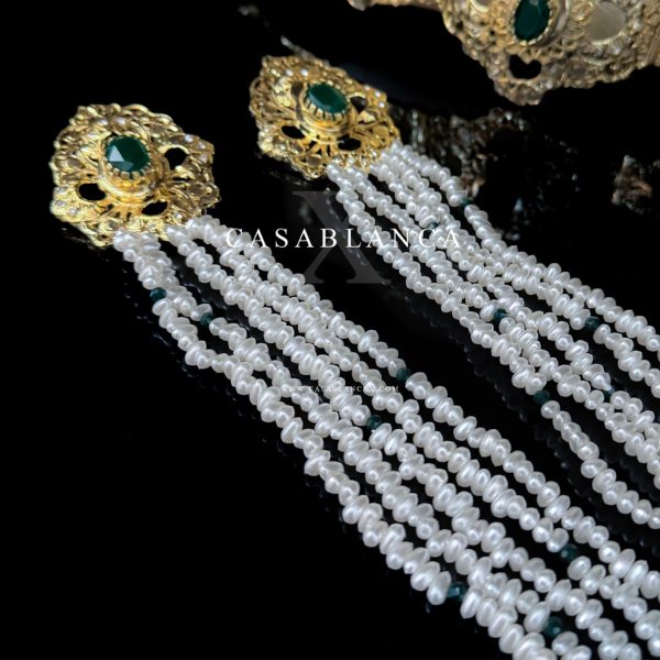 Parure de bijoux de mariée marocaine traditionnelle au henné vert – Camry – Image 4