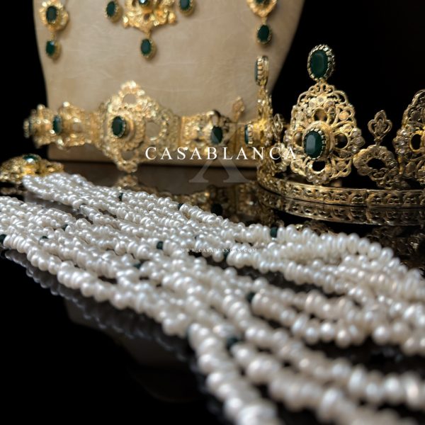 Parure de bijoux de mariée marocaine traditionnelle au henné vert – Camry – Image 6