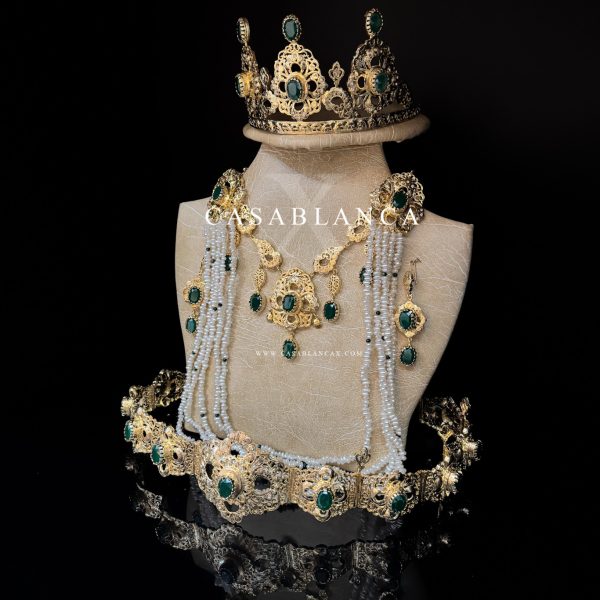Parure de bijoux de mariée marocaine traditionnelle au henné vert – Camry – Image 2