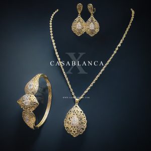 Gouden Ketting Set Met Oorbellen en Armband - Maliya
