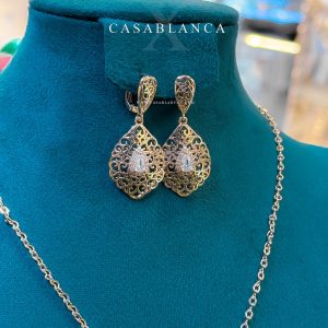 Conjunto de collar de oro con pendientes y pulsera - Maliya - Imagen 2
