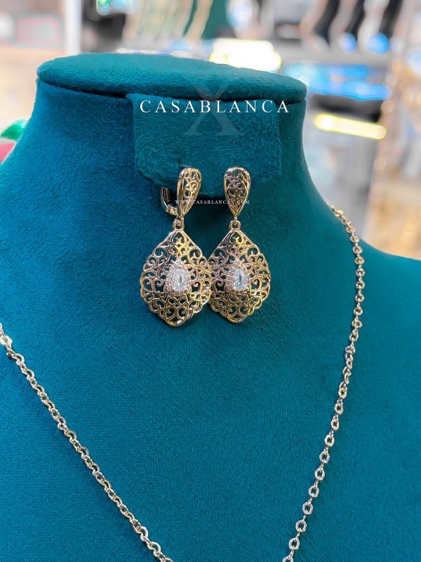 Parure collana in oro con orecchini e bracciale - Maliya - Immagine 2