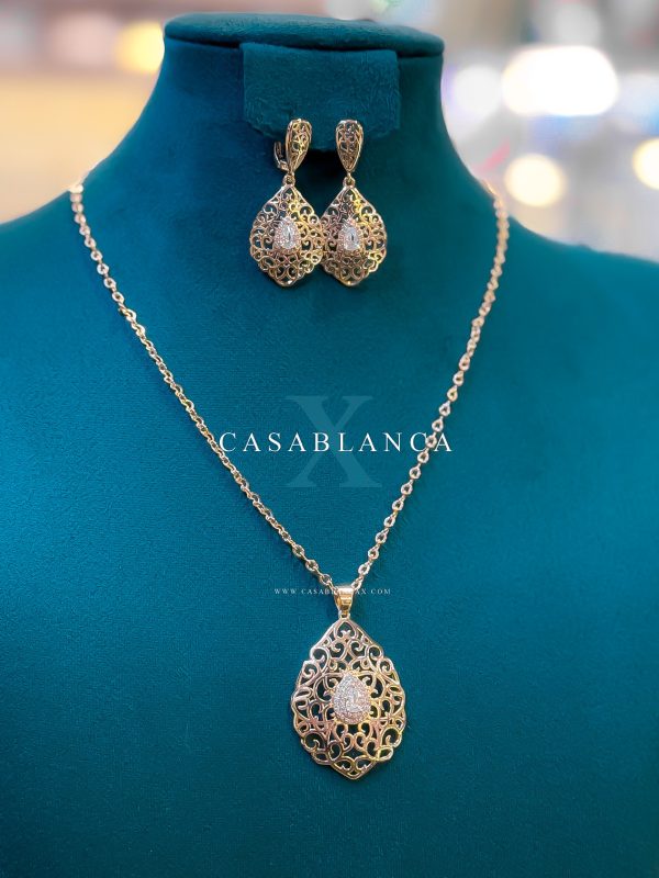 Parure collana in oro con orecchini e bracciale - Maliya - Immagine 3