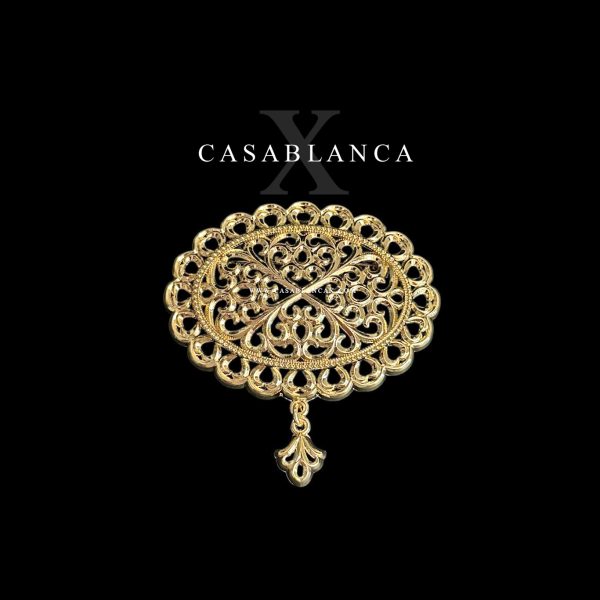 Golden Simple Taqlidi Moroccan Brooch - Maysael