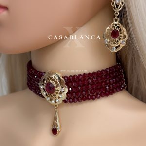 Gouden Choker Rood Ketting Set - Soufayira - Afbeelding 2