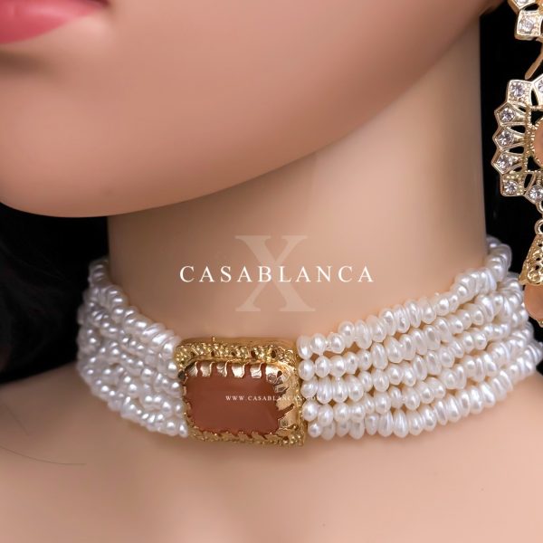Gouden Choker Perzik Set - Khalira - Afbeelding 2