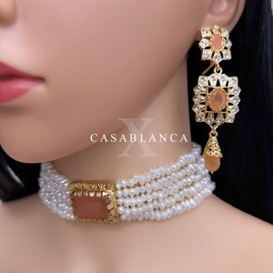 Golden Choker Peach Set - Khalira