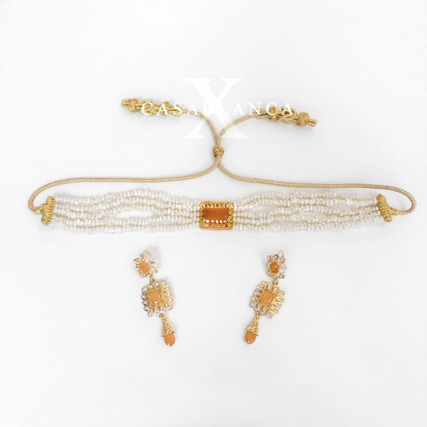 Gouden Choker Perzik Set - Khalira - Afbeelding 3