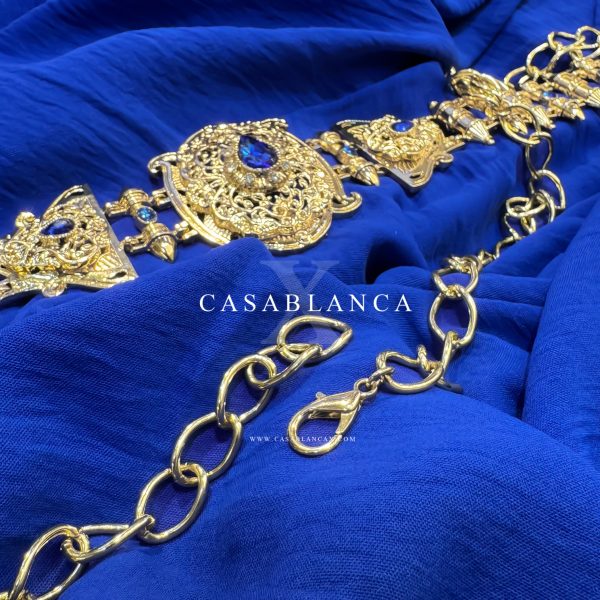Gouden Schakelriem Met Blauwe Stenen - Milena - immagine 2
