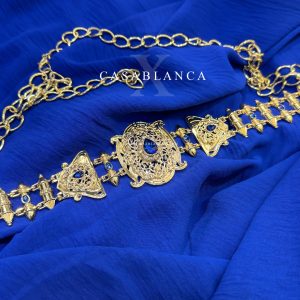 Gouden Schakelriem Met Blauwe Stenen - Milena