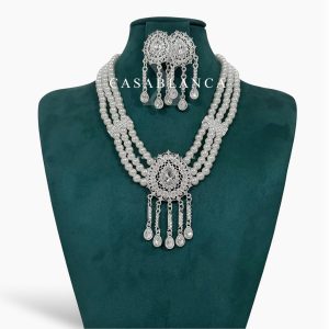 Silver Pearl Necklace Set - Kairin