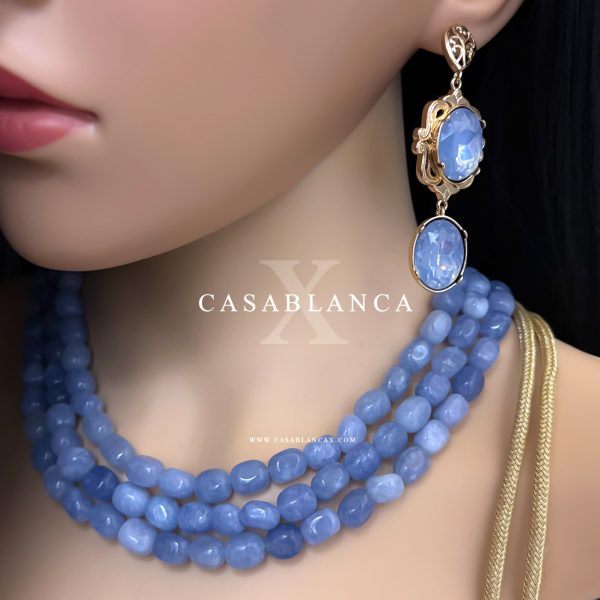 Golden Ice Blue Necklace Set - Miam