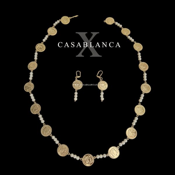 Traditional Gold Coin Necklace Set - Sienna
