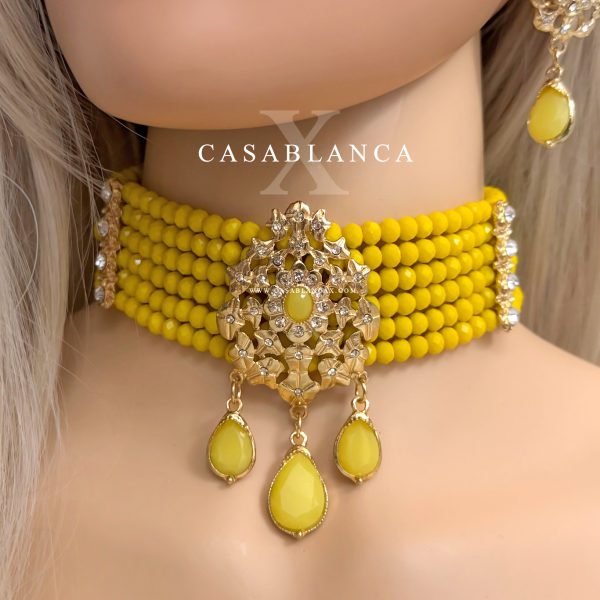 Gouden Choker Ketting Set Geel - Zephyra - immagine 3