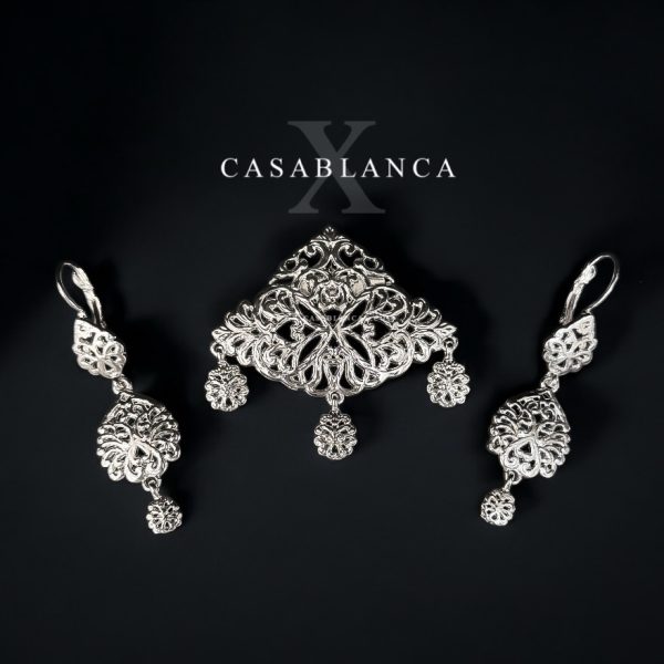 Ensemble broche et boucles d'oreilles en argent - Bellamy