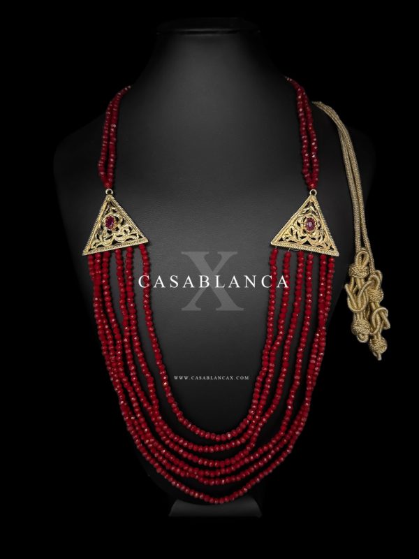 Collana lunga di perline rosse - Mliya