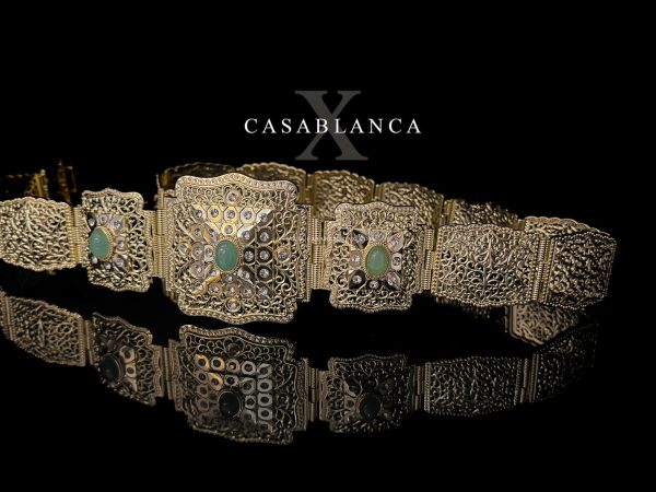 Ceinture marocaine dorée vert menthe - Lyia – Image 2