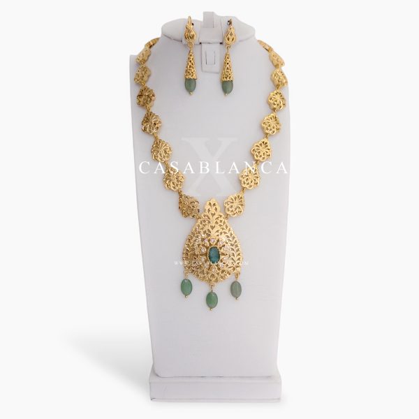 Conjunto de collar dorado verde menta Dore - Mirage