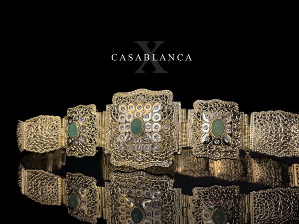 Ceinture marocaine dorée vert menthe - Lyia