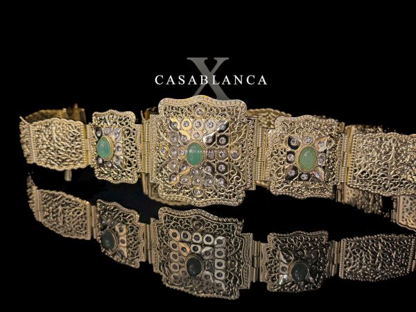 Ceinture marocaine dorée vert menthe - Lyia – Image 3