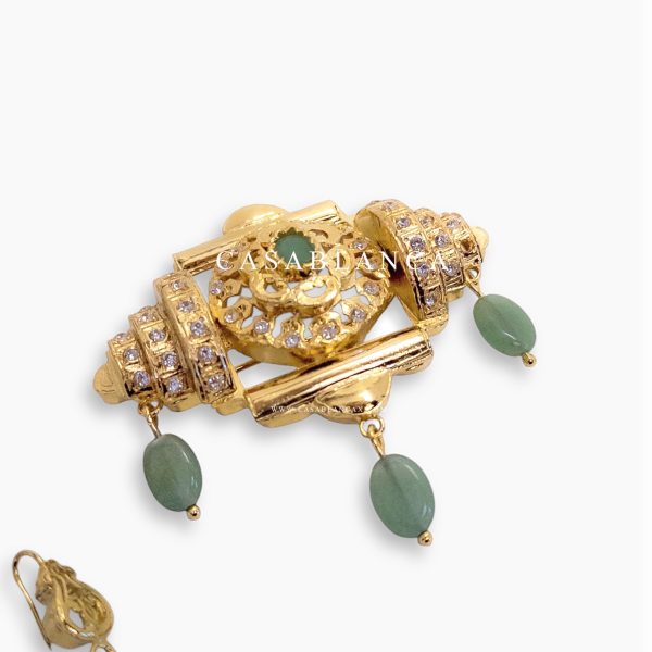 Gouden Mint Groen Broche en Oorbellen Set Elysa - Mirage - Imagen 2