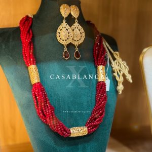 Gold Red Necklace Bead Set - Myrella