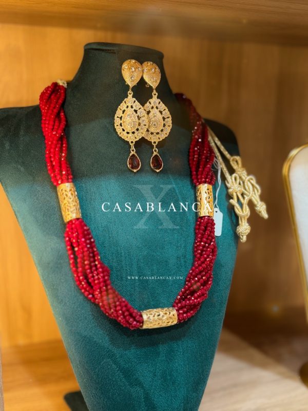 Gold Red Necklace Bead Set - Myrella