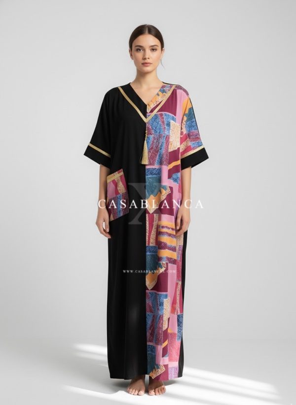 Moroccan Caftan with Golden Details - Abstract