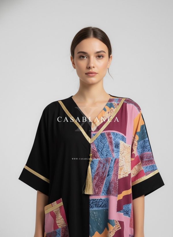 Moroccan Caftan with Golden Details - Abstract - Image 2