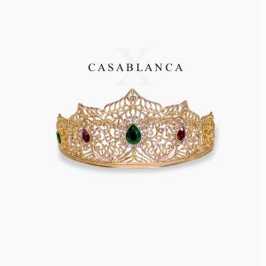 Gouden Beldi Rood en Groen Kroontje Tiara - Jade