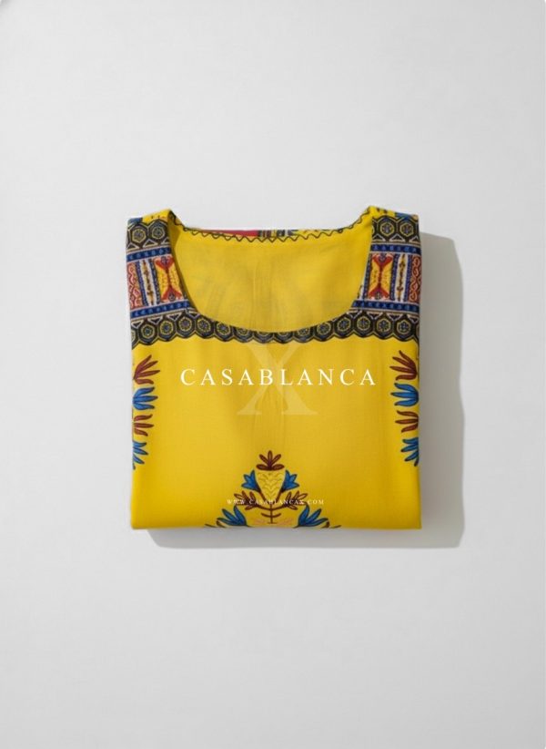 Robe caftan africaine Dashiki originale - Jaune Chitenge – Image 5