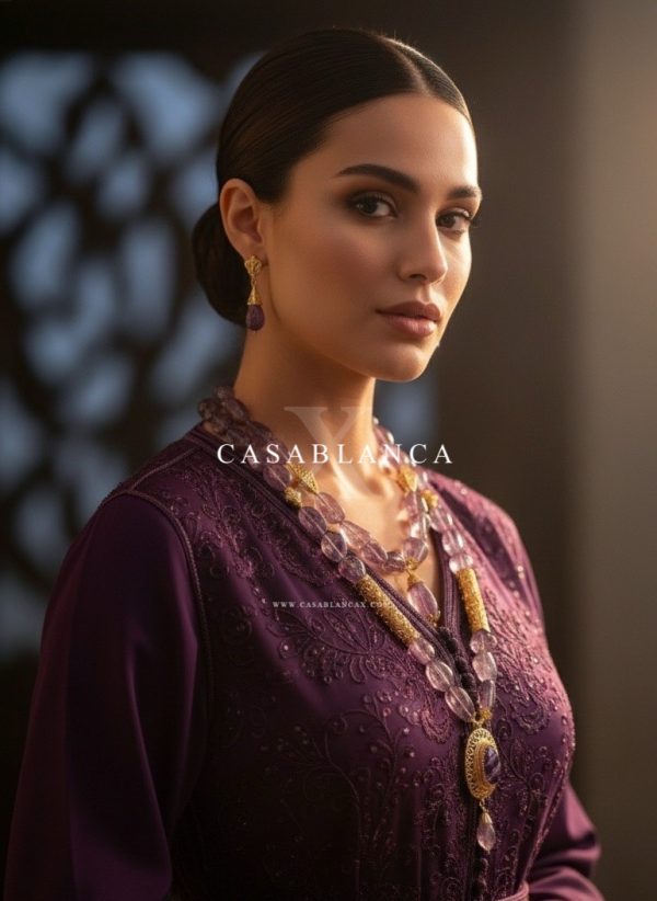 Conjunto de 7 horas bañado en plata auténtica color morado dorado - Lyrielle