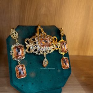 Gold Peach Brooch and Earrings Set - Olyra