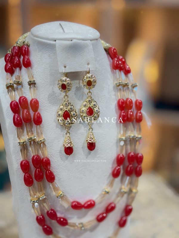 Gold Necklace Set Red - Trévanor - Image 2